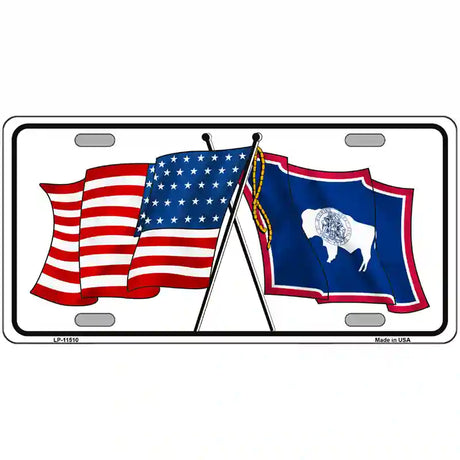 Wyoming Crossed US Flag License Plate 24" x 12" (LLP)