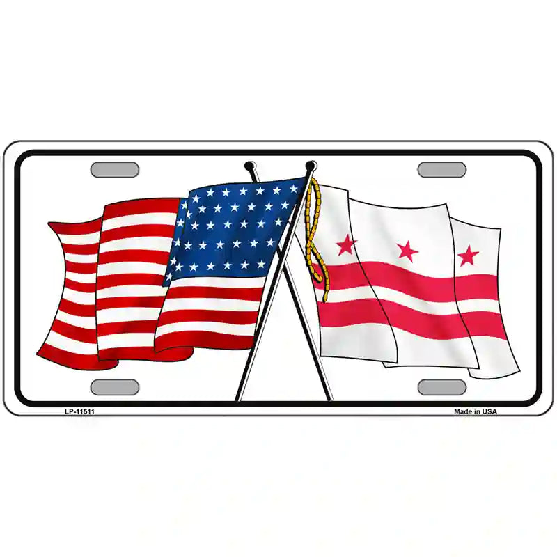 Washington DC Crossed US Flag License Plate 24" x 12" (LLP)