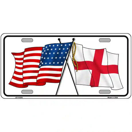 England Crossed US Flag License Plate 24" x 12" (LLP)