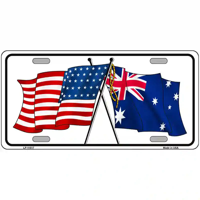 Australia Crossed US Flag License Plate 24" x 12" (LLP)