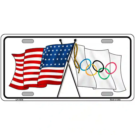 Olympic Crossed US Flag License Plate 24" x 12" (LLP)