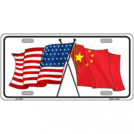 China Crossed US Flag License Plate 24" x 12" (LLP)