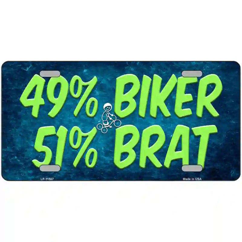 49% Biker 51% Brat Novelty License Plate 24" x 12" (LLP)