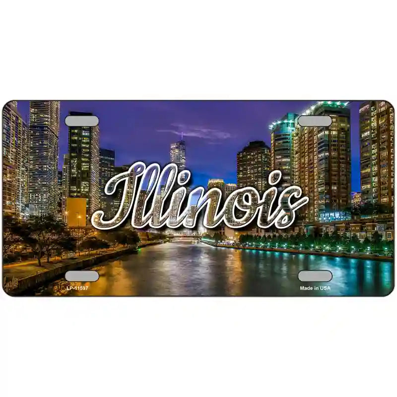 Illinois River City Lights Novelty Metal State License Plate 24" x 12" (LLP)