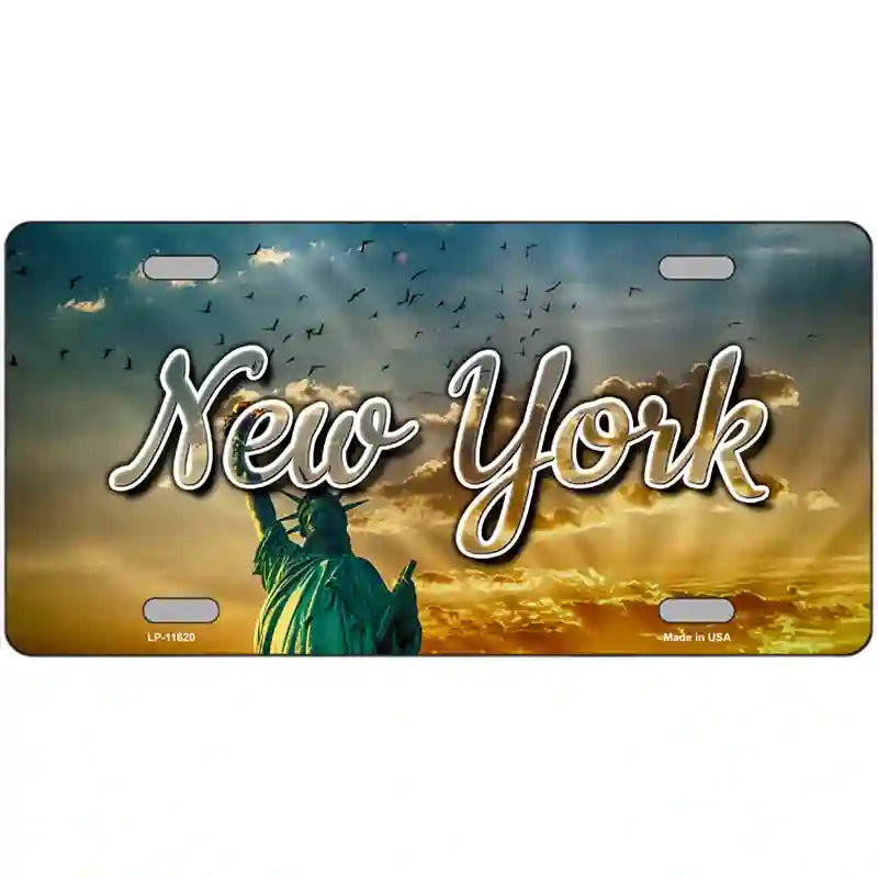 New York Lady Liberty Skyline Novelty Metal State License Plate 24" x 12" (LLP)