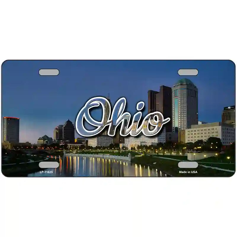 Ohio River City Skyline Novelty Metal State License Plate 24" x 12" (LLP)