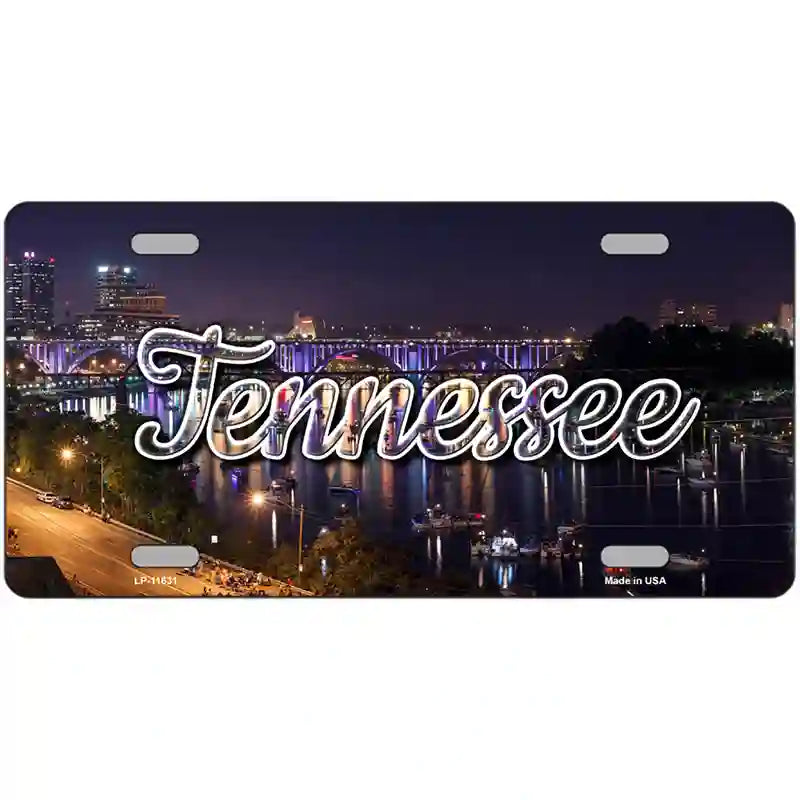 Tennessee Bridge Lights Novelty Metal State License Plate 24" x 12" (LLP)