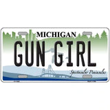 Gun Girl Michigan Novelty License Plate 24" x 12" (LLP)