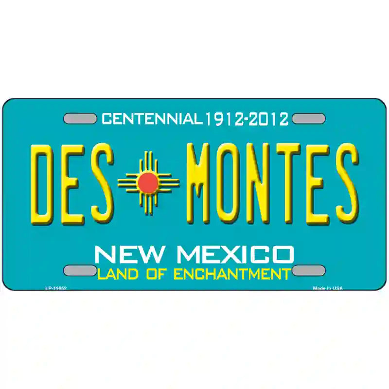 Des Montes Teal New Mexico Novelty License Plate 24" x 12" (LLP)