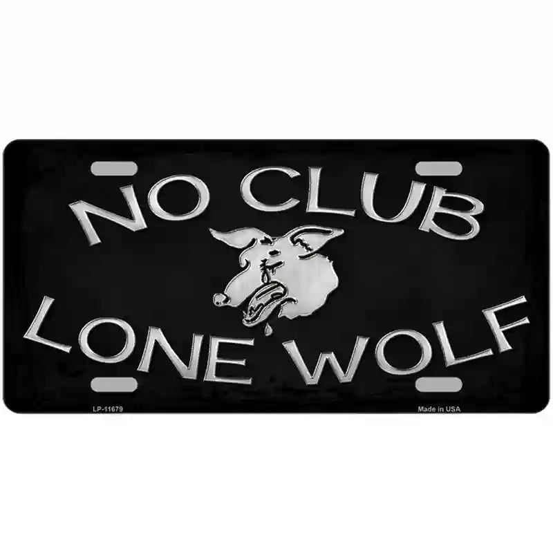 No Club Lone Wolf Novelty License Plate 24" x 12" (LLP)