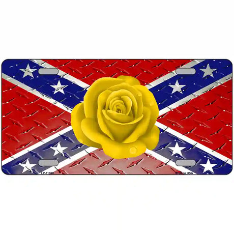 Confederate Flag With Yellow Rose Novelty License Plate 24" x 12" (LLP)