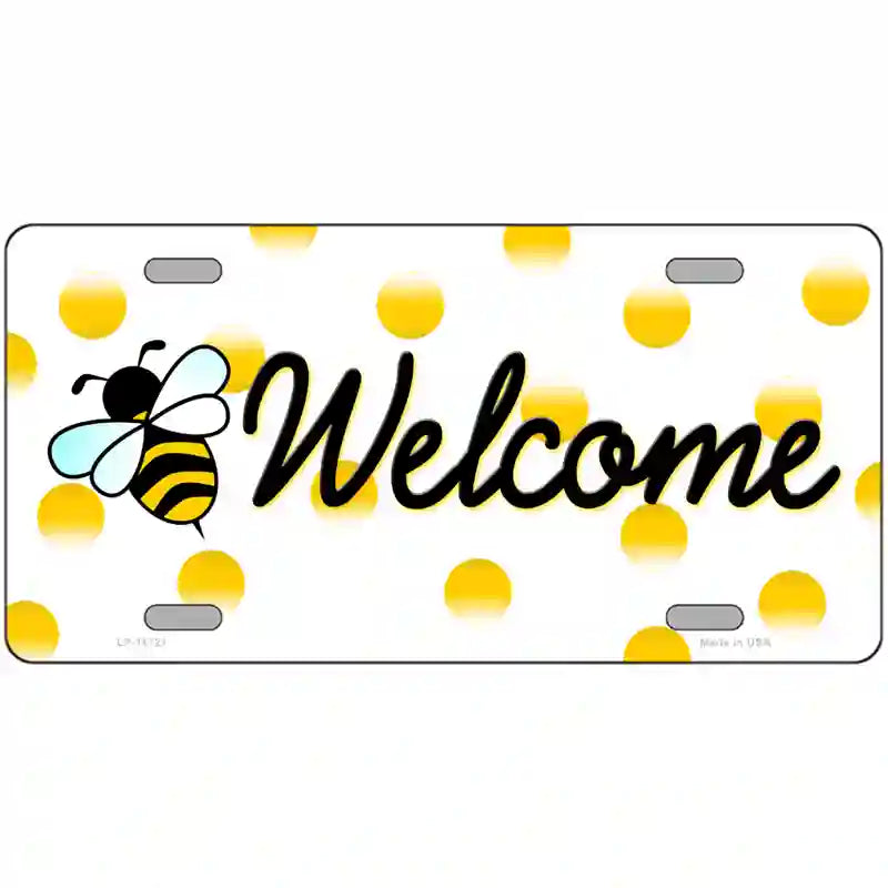 Welcome Bee Novelty License Plate 24" x 12" (LLP)