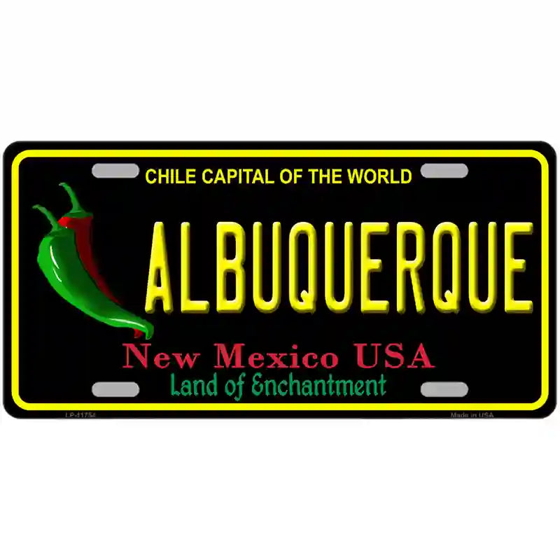 Albuquerque New Mexico Black State License Plate 24" x 12" (LLP)