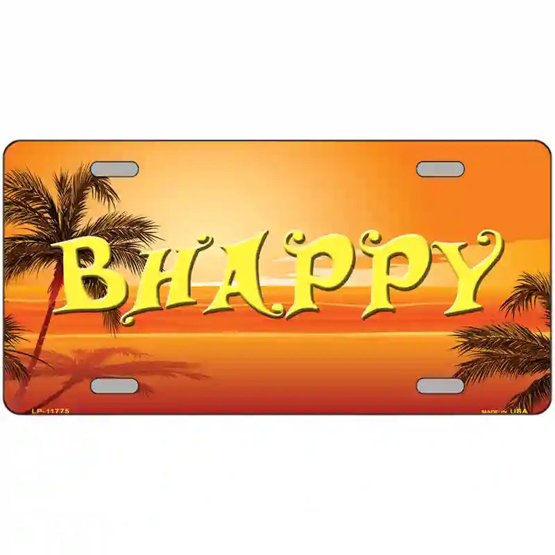 Be Happy Beach Scene Novelty License Plate 24" x 12" (LLP)