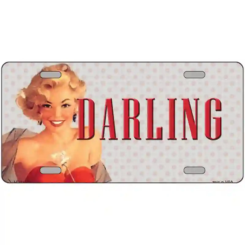 Darling Vintage Pinup Novelty License Plate 24" x 12" (LLP)