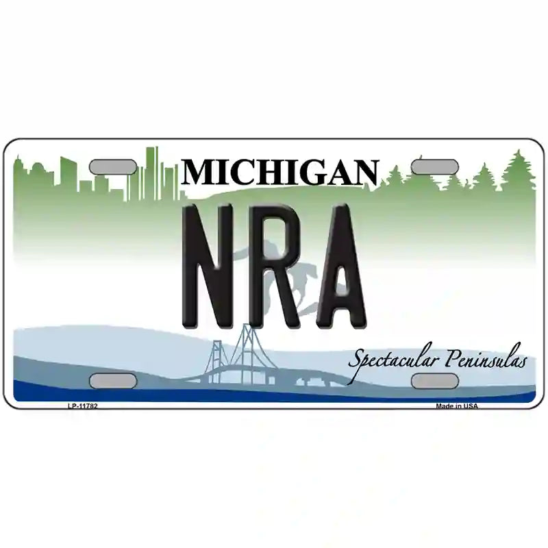 NRA Michigan Novelty License Plate 24" x 12" (LLP)