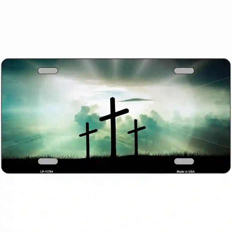 Crosses in the Sun Blue Novelty License Plate 24" x 12" (LLP)