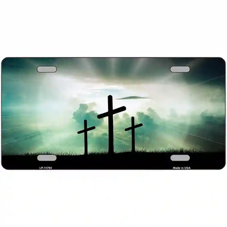 Crosses in the Sun Blue Novelty License Plate 24" x 12" (LLP)