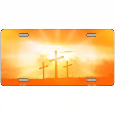 Crosses in the Sun Orange Novelty License Plate 24" x 12" (LLP)