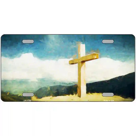 Lone Cross in the Sky Novelty License Plate 24" x 12" (LLP)