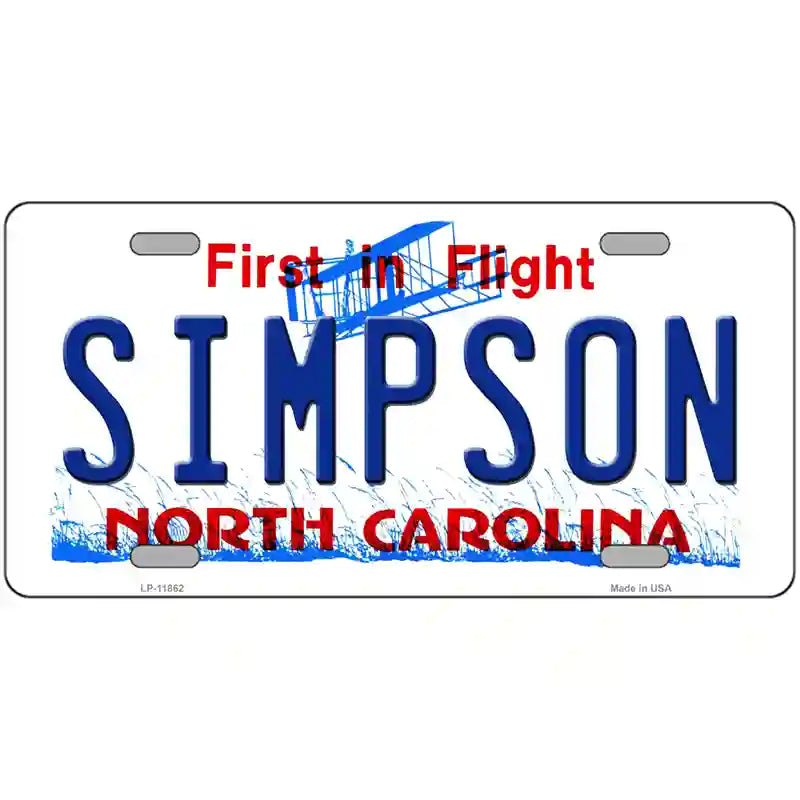 Simpson North Carolina Novelty License Plate 24" x 12" (LLP)