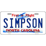 Simpson North Carolina Novelty License Plate 24" x 12" (LLP)