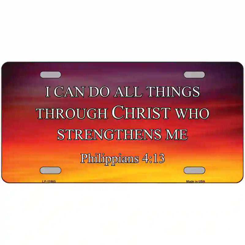 Philippians 4 13 Novelty Metal License Plate 24" x 12" (LLP)