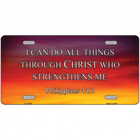 Philippians 4 13 Novelty Metal License Plate 24" x 12" (LLP)