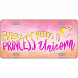 Princess and Unicorn Novelty Metal License Plate 24" x 12" (LLP)