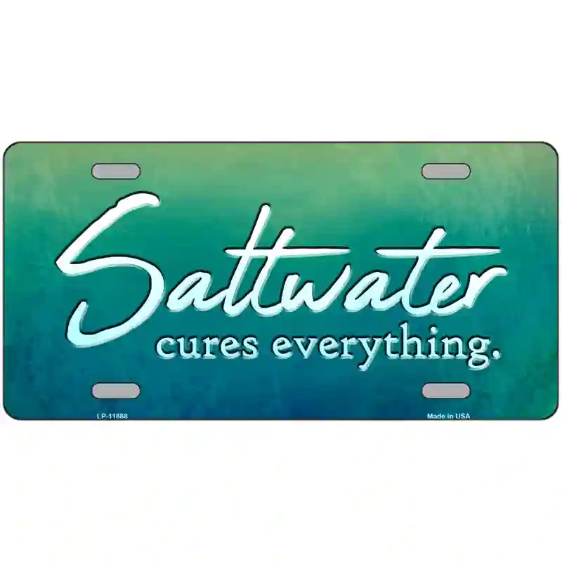 Saltwater Cures Everything Novelty Metal License Plate 24" x 12" (LLP)