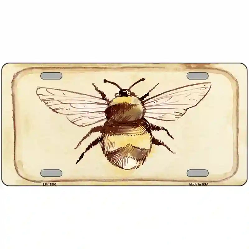 Bumble Bee Watercolor Novelty Metal License Plate 24" x 12" (LLP)