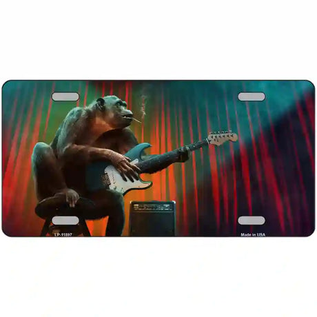 Monkey with Guitar Novelty Metal License Plate 24" x 12" (LLP)