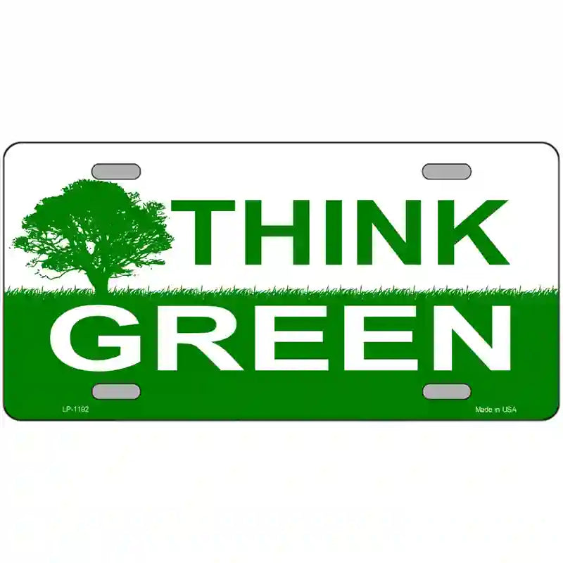 Think Green Novelty Metal License Plate 24" x 12" (LLP)