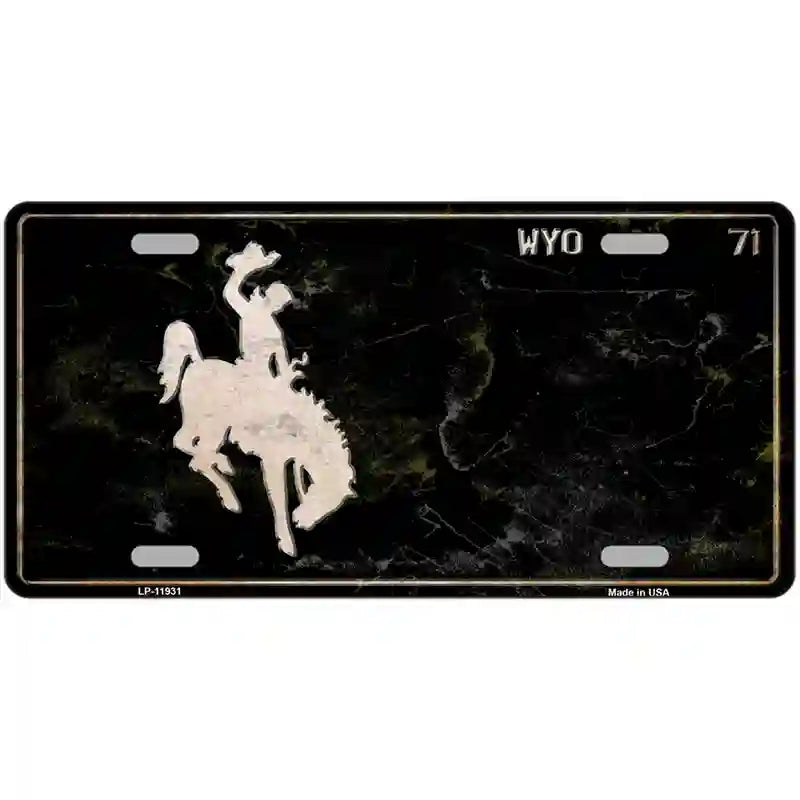 Wyoming Black Rusty Novelty Metal License Plate 24" x 12" (LLP)