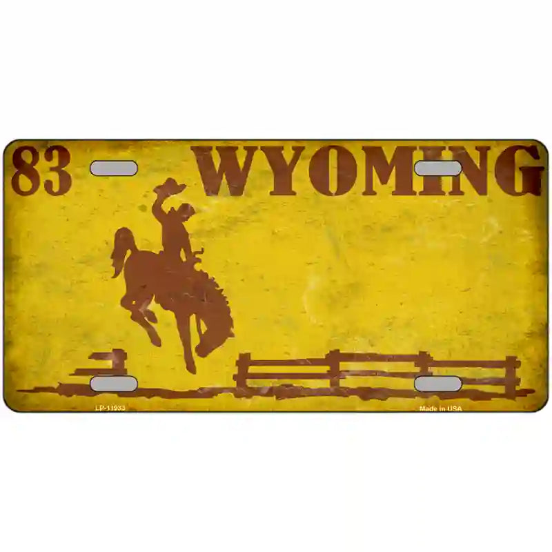 Wyoming Yellow Rusty Novelty Metal License Plate 24" x 12" (LLP)