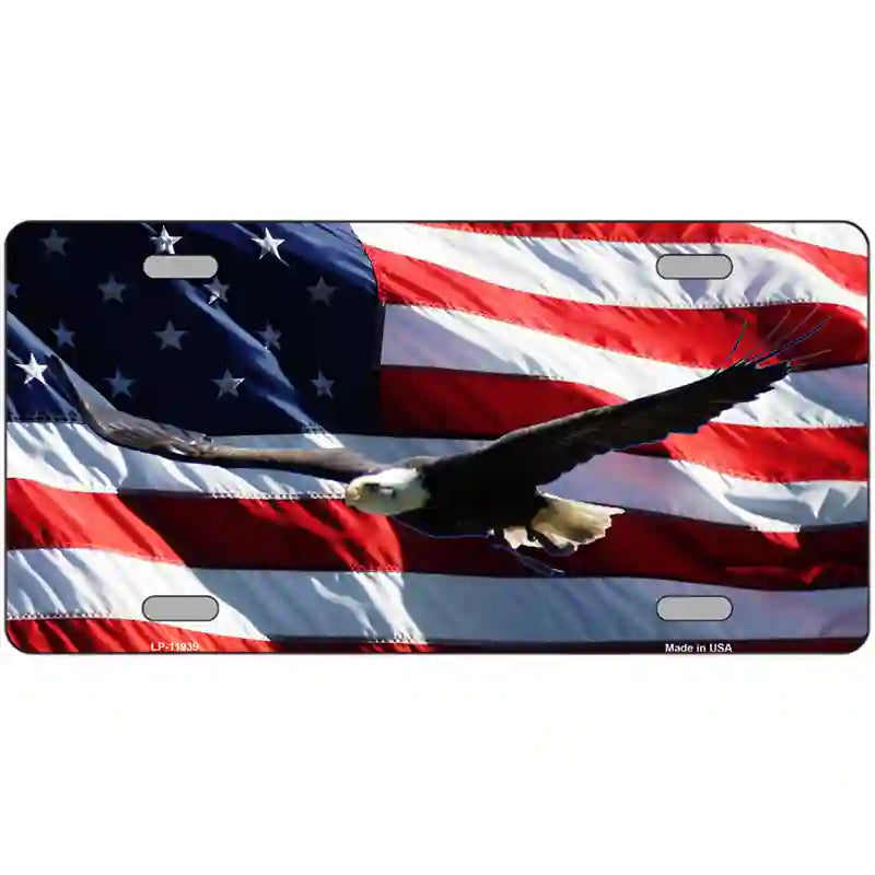 Soaring Eagle Flag Novelty Metal License Plate 24" x 12" (LLP)