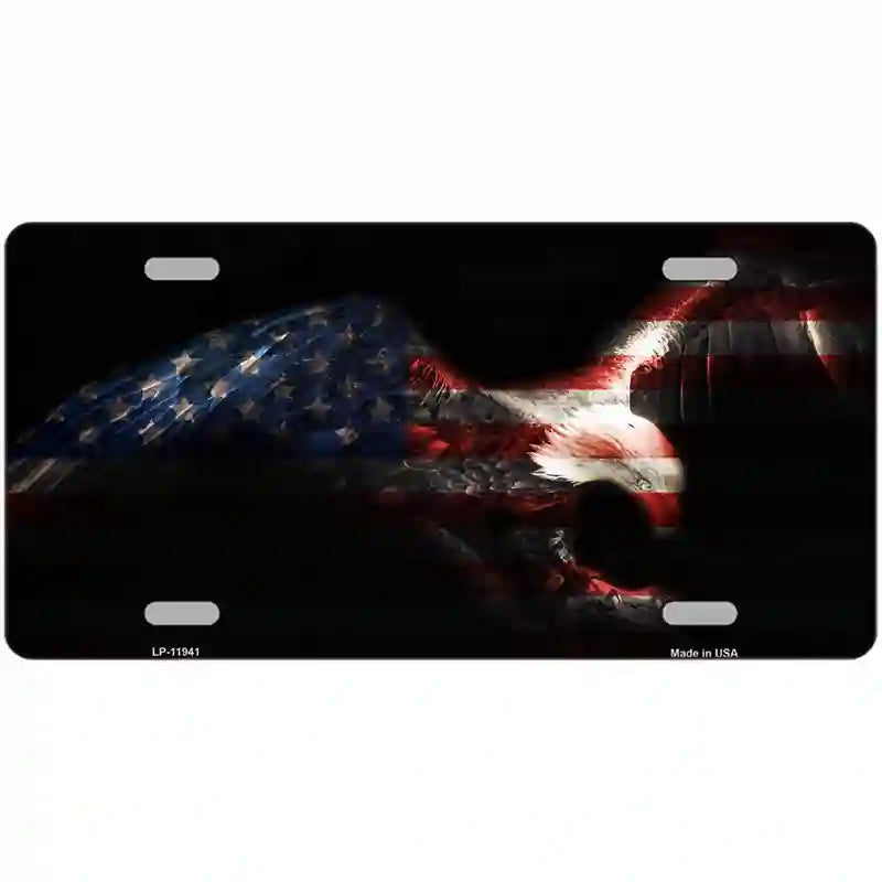 Eagle American Flag Novelty Metal License Plate 24" x 12" (LLP)