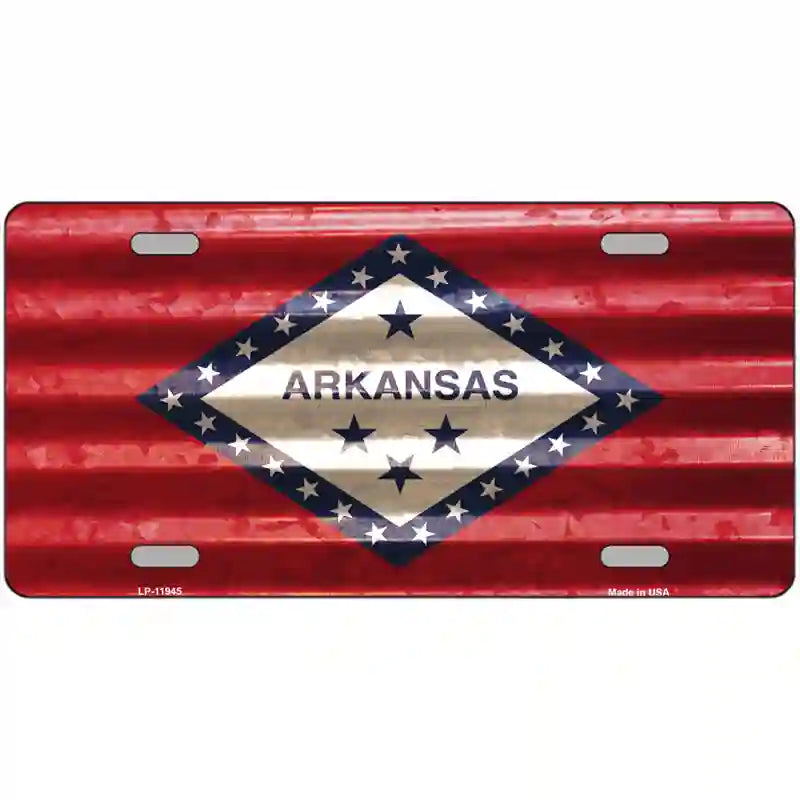 Arkansas Corrugated Flag Novelty License Plate 24" x 12" (LLP)