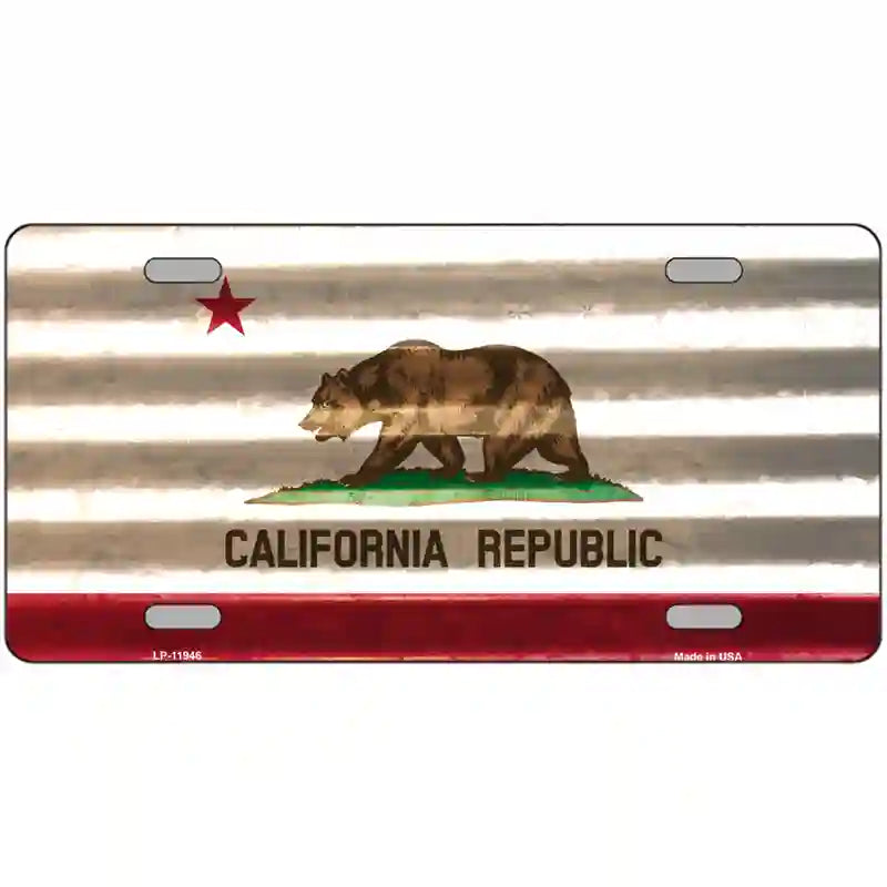 California Corrugated Flag Novelty License Plate 24" x 12" (LLP)