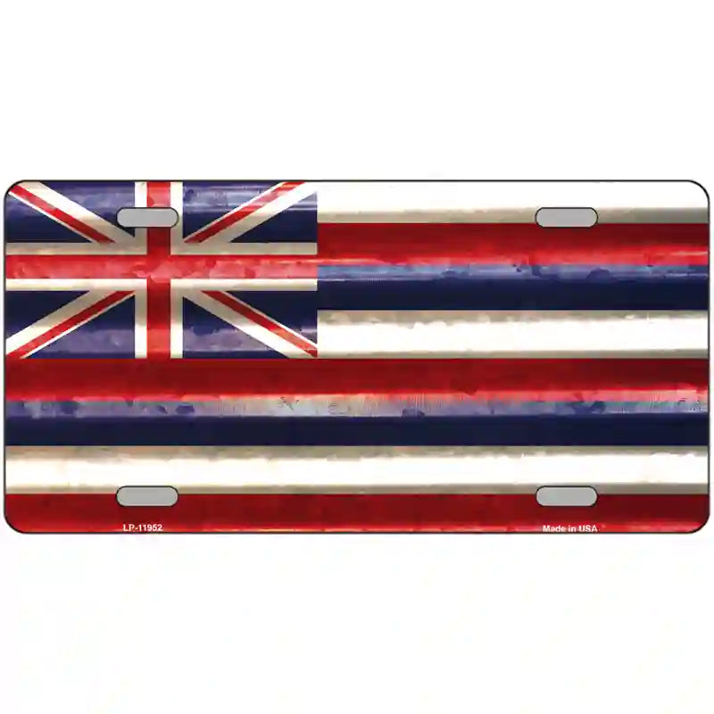 Hawaii Corrugated Flag Novelty License Plate 24" x 12" (LLP)