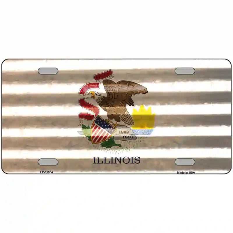 Illinois Corrugated Flag Novelty License Plate 24" x 12" (LLP)