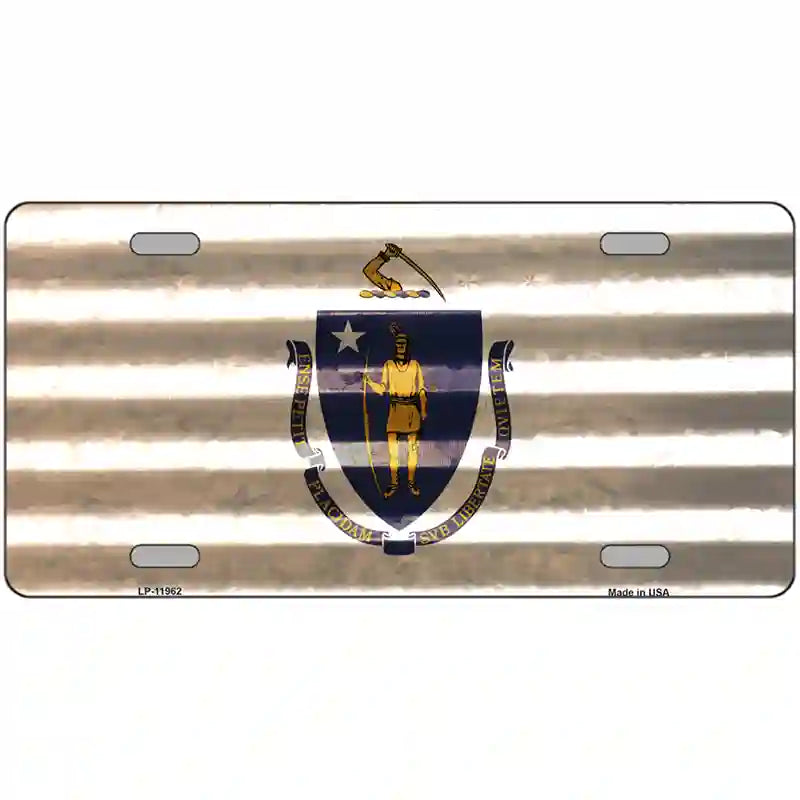 Massachusetts Corrugated Flag Novelty License Plate 24" x 12" (LLP)