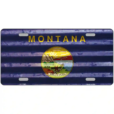 Montana Corrugated Flag Novelty License Plate 24" x 12" (LLP)