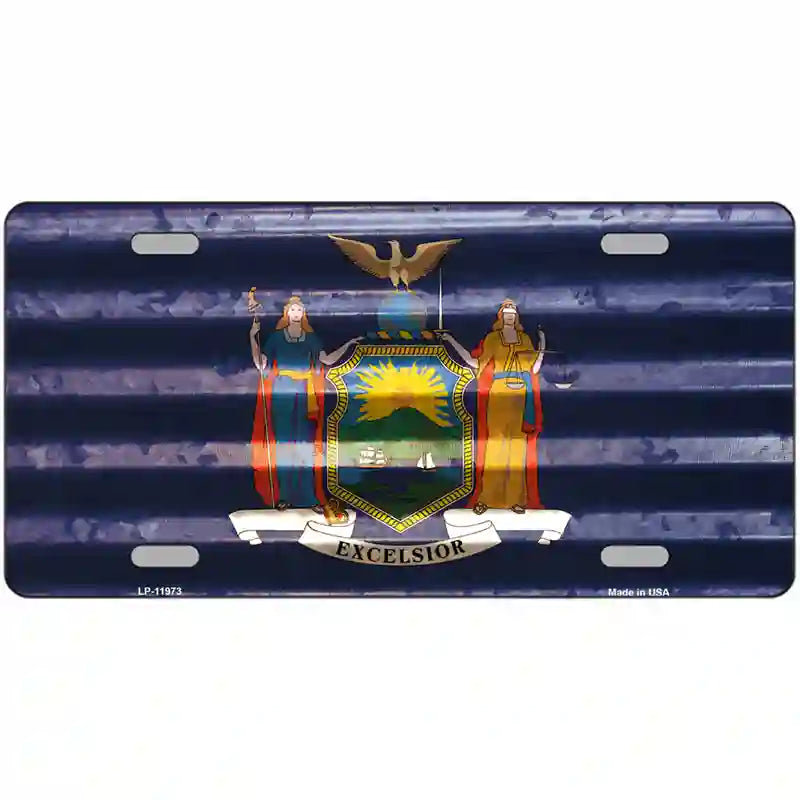 New York Corrugated Flag Novelty License Plate 24" x 12" (LLP)