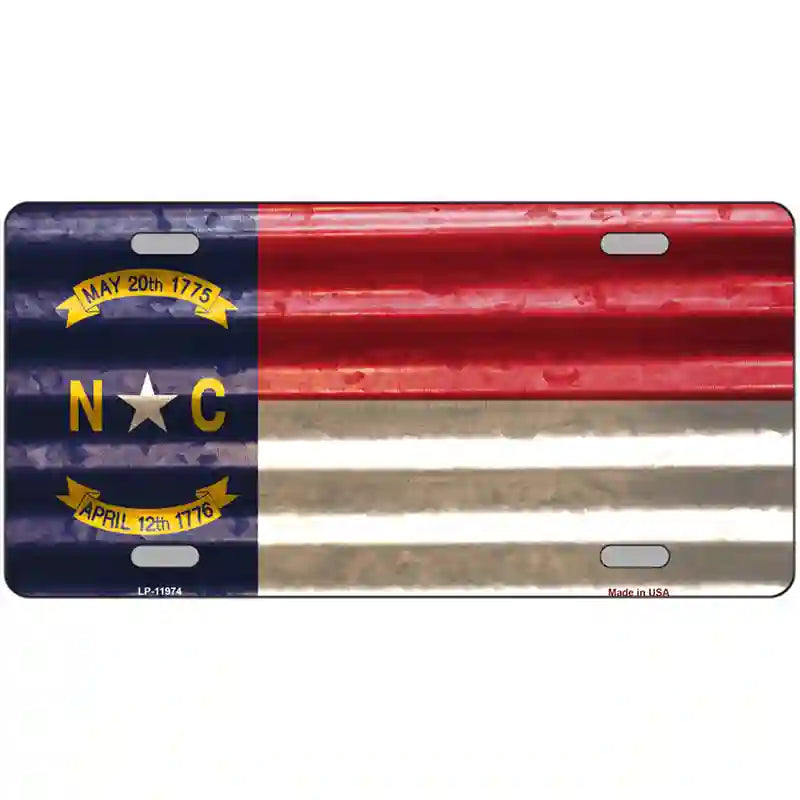 North Carolina Corrugated Flag Novelty License Plate 24" x 12" (LLP)