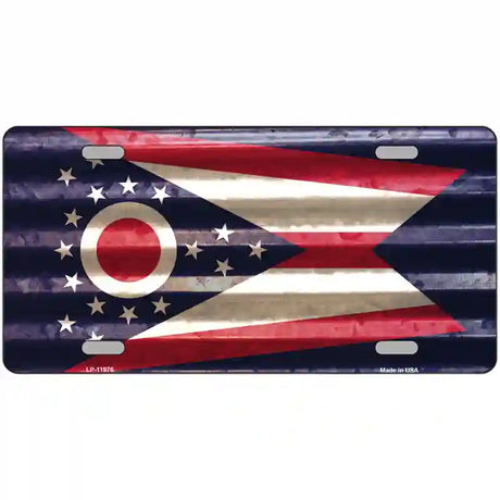 Ohio Corrugated Flag Novelty License Plate 24" x 12" (LLP)