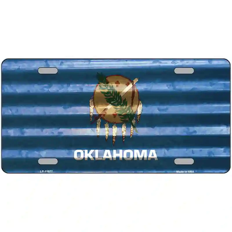 Oklahoma Corrugated Flag Novelty License Plate 24" x 12" (LLP)