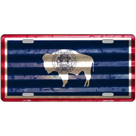 Wyoming Corrugated Flag Novelty License Plate 24" x 12" (LLP)