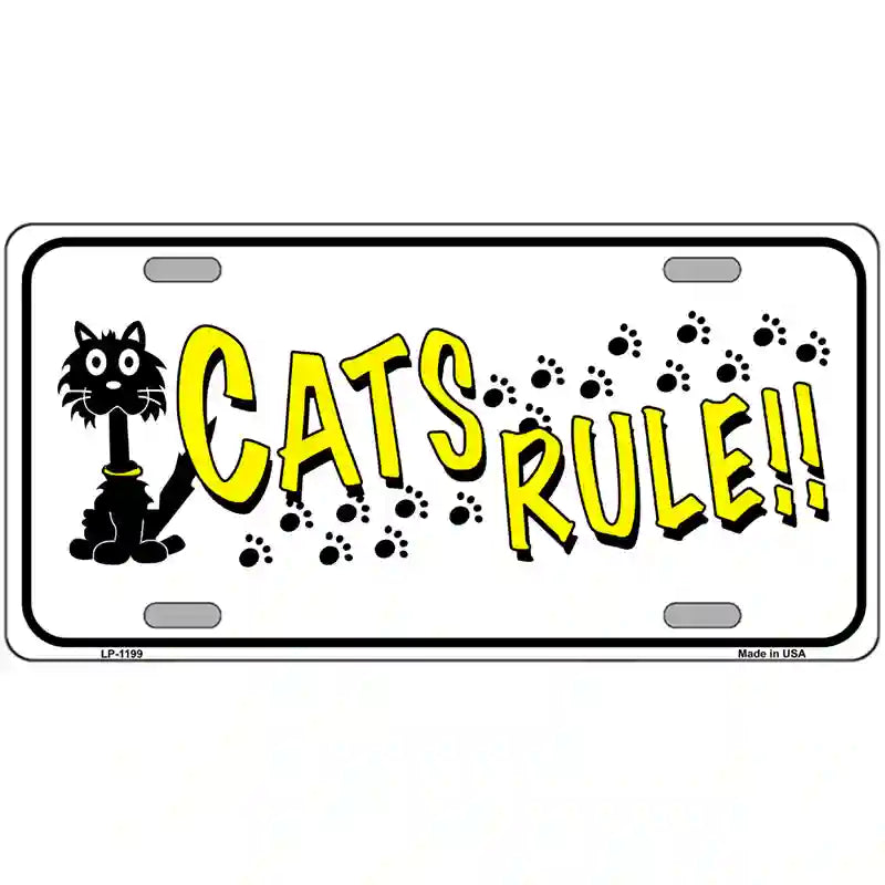 Cats Rule Novelty Metal License Plate 24" x 12" (LLP)