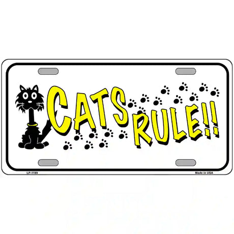 Cats Rule Novelty Metal License Plate 24" x 12" (LLP)